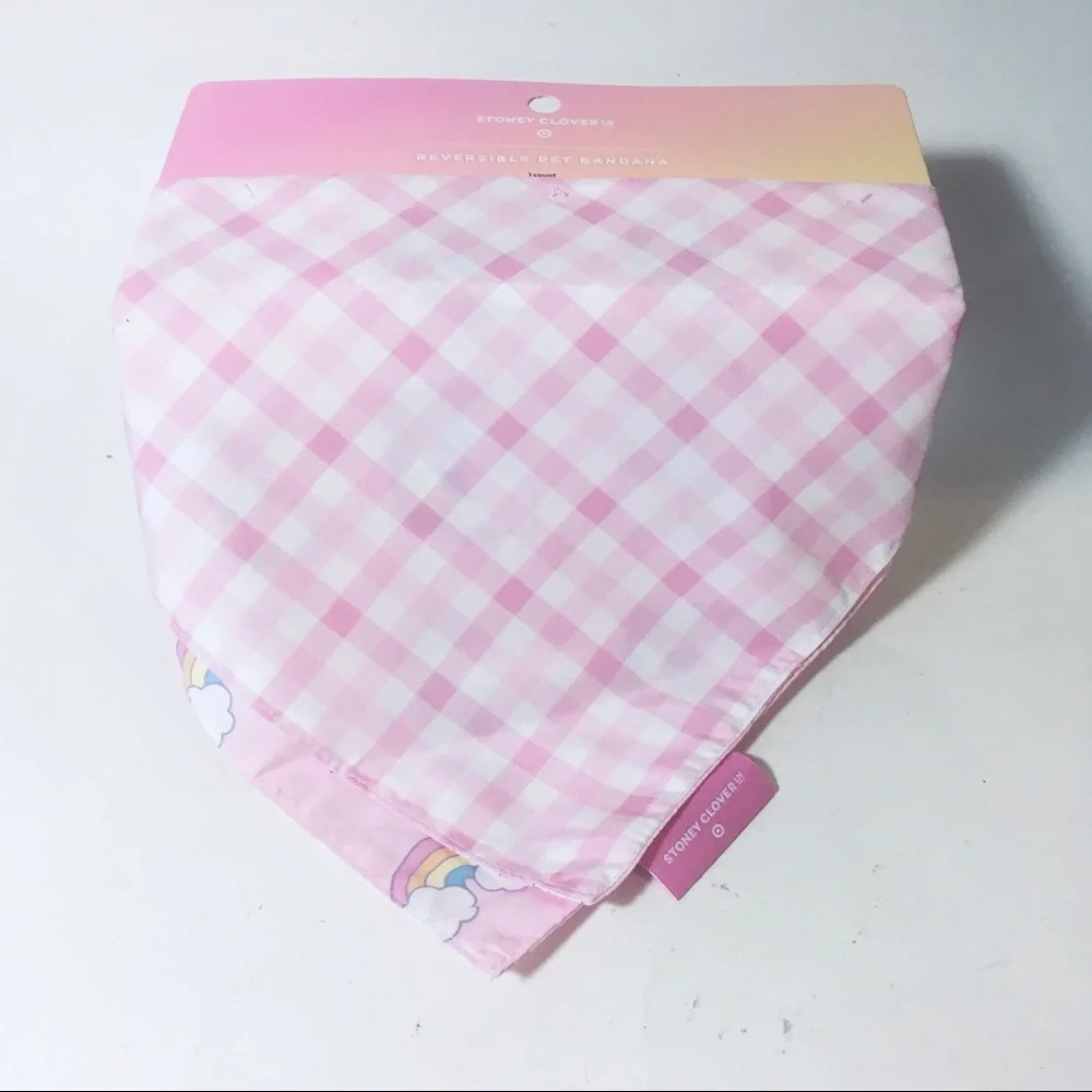 Stoney Clover Lane x Target Small Reversible Pet Bandana Pink Gingham + Rainbows